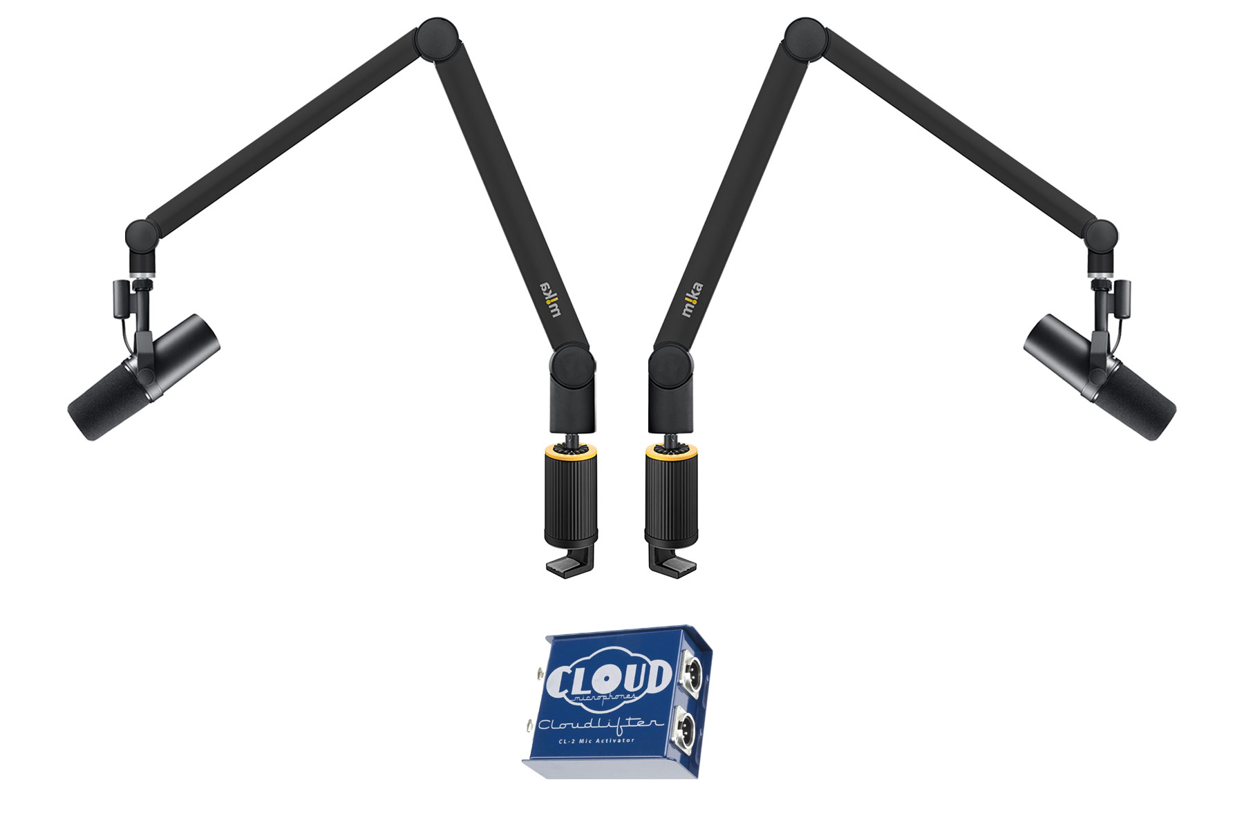 Yellowtec Bundle | (2) Black Microphone Arms M w/ (2) Table Clamps and (2) SM7B Dynamic Microphones Image 1