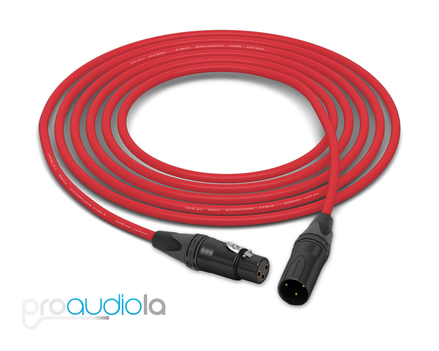 Mogami Quad 2534 Cable | Neutrik Gold XLR-F to XLR-M | Red 2 Feet Image 1