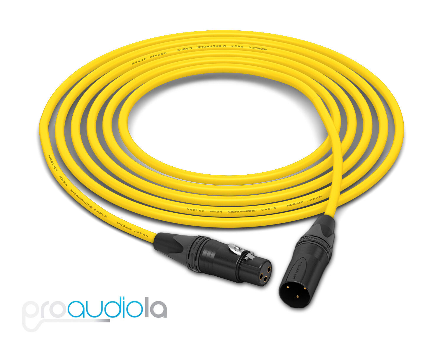 Mogami Quad 2534 Cable | Neutrik Gold XLR-F to XLR-M | Yellow 2.5 Feet Image 1