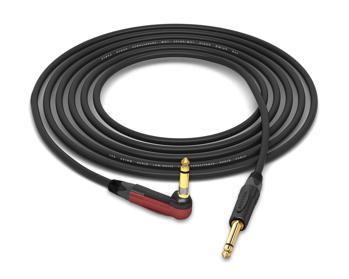 Grimm TPR Cable | Neutrik Gold 90° Silent TS to Straight 1/4