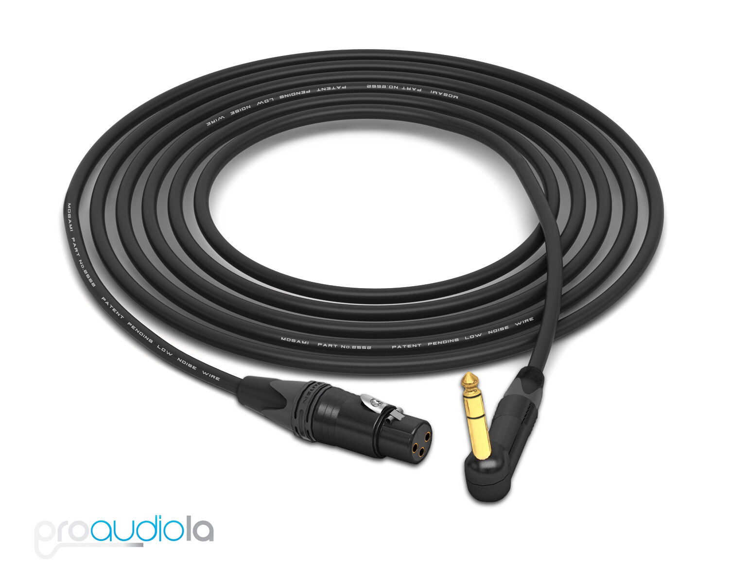 Mogami 2552 Cable | Neutrik Gold XLR-Female to 90º TRS | 9 Feet Image 1